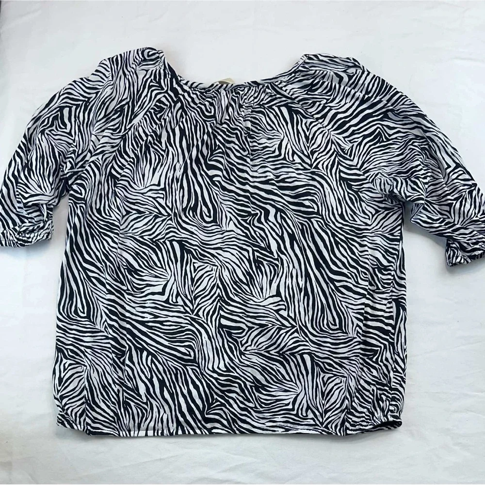 Michael Michael Kors Zebra Print Top Plus Size 2X Modal‎ Cotton Blouse